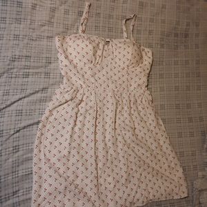 AUW white short dress w/black polka dot & cherries